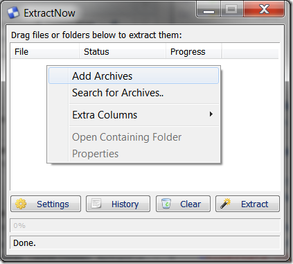 ExtractNow Add Archive