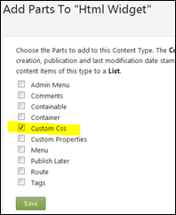 Add the "Custom Css" part