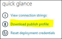 Download publish profile