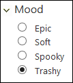 Picking a term with radio buttons