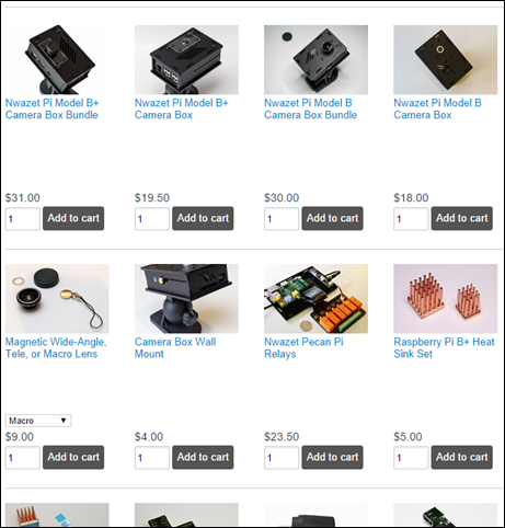 A list of products displays the first image for each product.