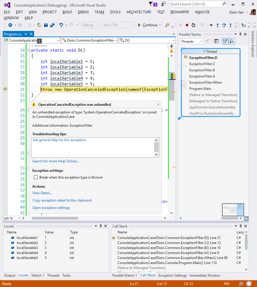 What's New in C# 6.0? - Exception Filters - CodeProject