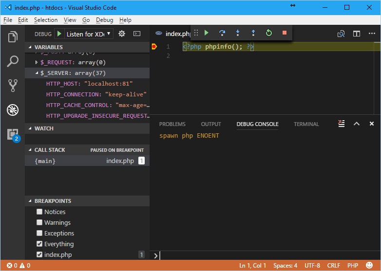 visual studio code php language server parsing