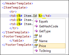 ASP.NET Forms 4.5: Strongly typed web controls support IntelliSense