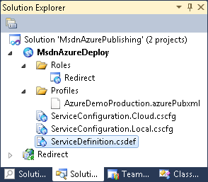 Windows Azure: My deployment project