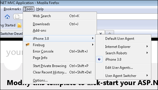 Firefox: User Agent Switcher