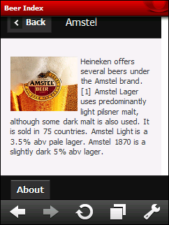 jQuery Mobile: Amstel on Opera Mobile 10