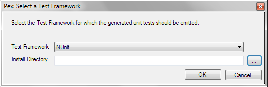 Pex: Select a Test Framework