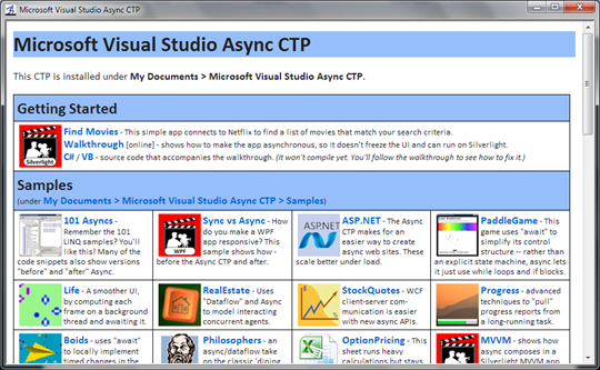 Visual Studio Async Samples
