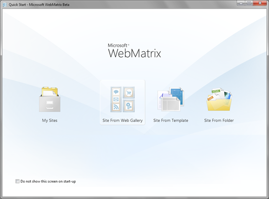 WebMatrix: Dashboard