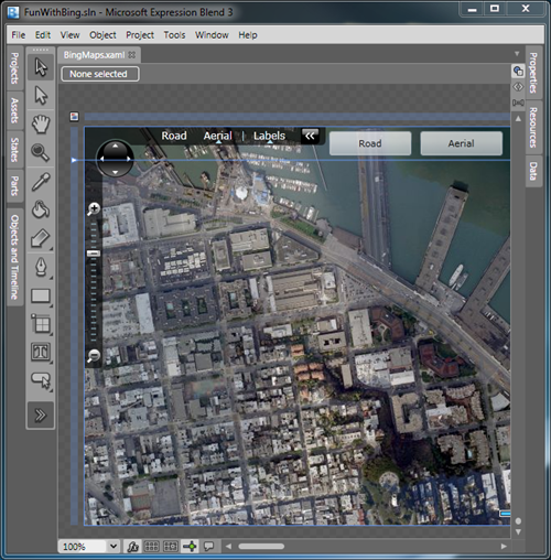 Bing Maps Silverlight control in Blend