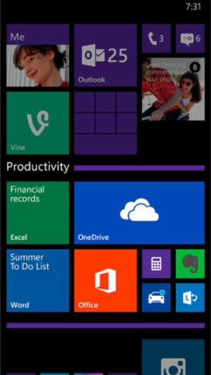 Windows Phone 8.1 Live Folders