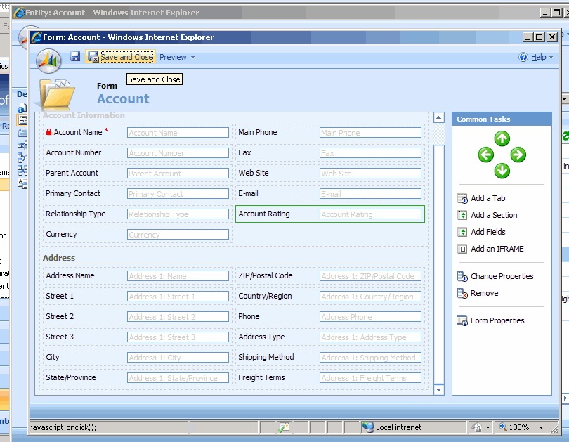 Customizer 1 confirms the field and saves the form