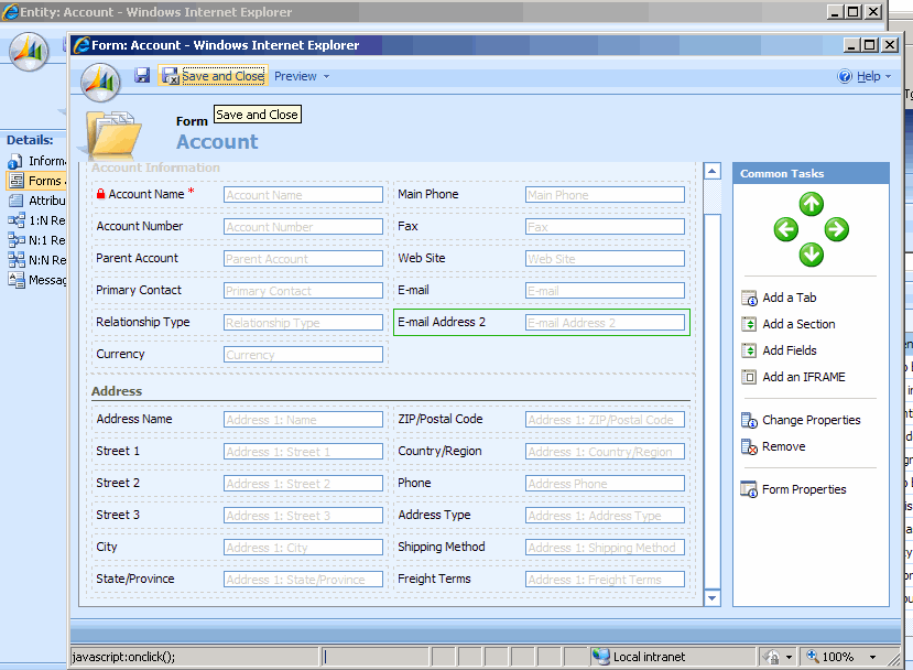 Customizer 2 confirms the field and saves the form
