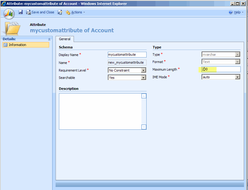 Customizer 1 edits the Maximum Length propertyu of the attribute