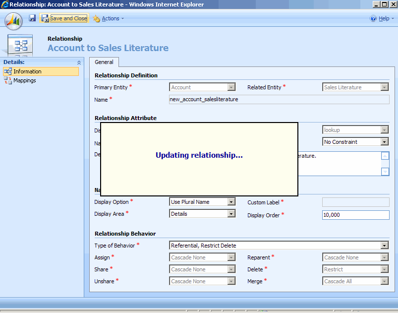 Customizer 1 saves the relationship changes