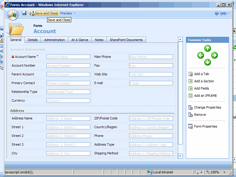 Customizer 1 saves the form