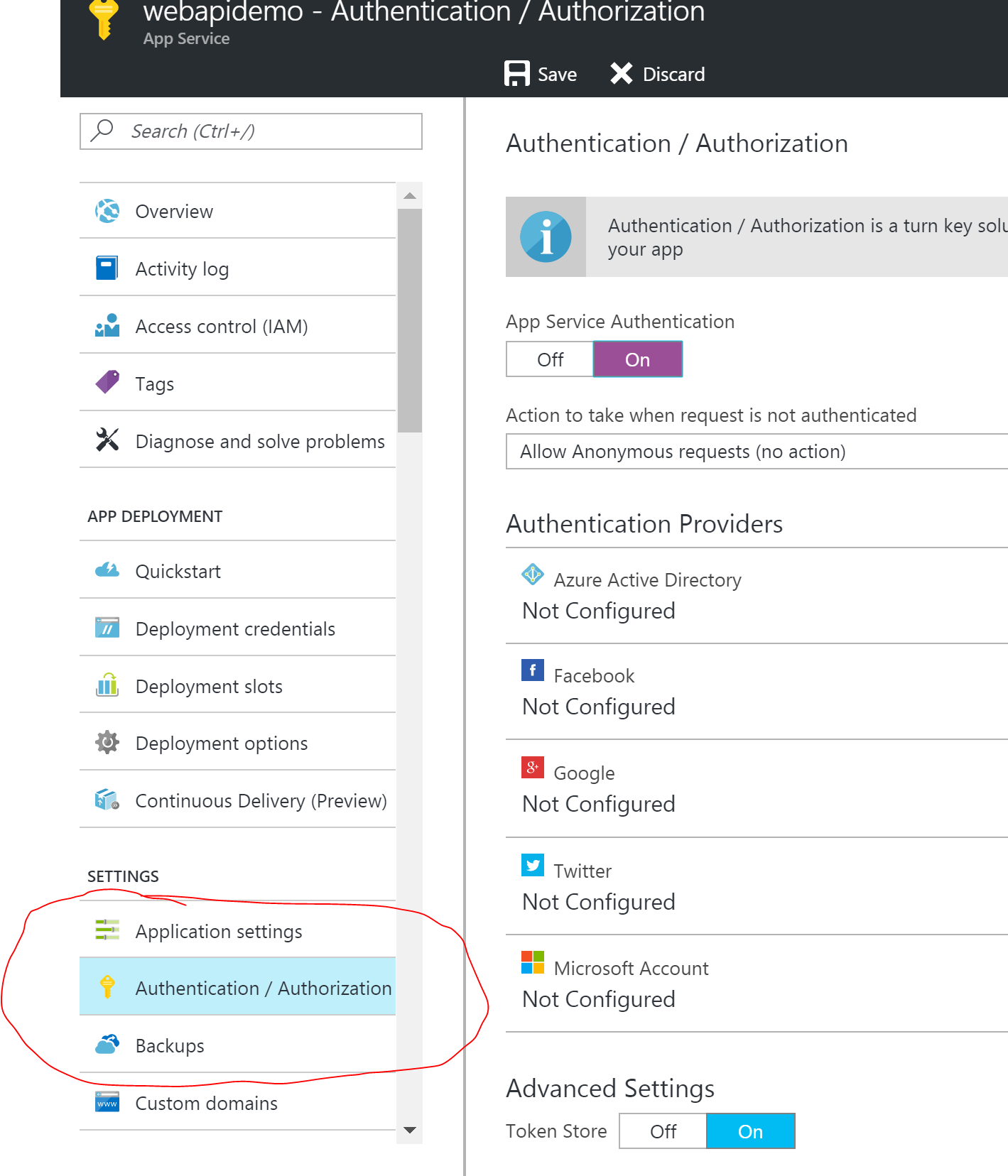 Azure App Service Authentication Azure App Service Authentication