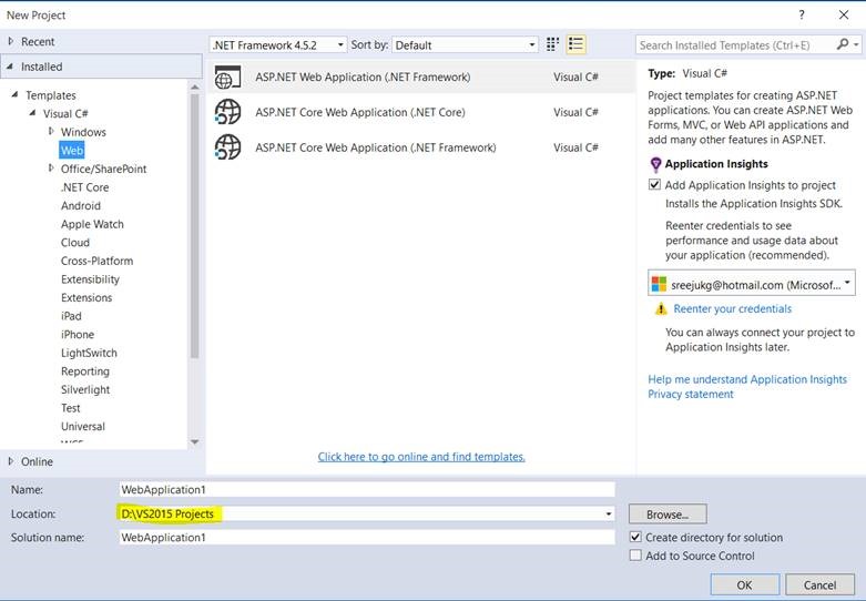 K. G. Sreeju - Change the default location for Projects in Visual Studio  2015