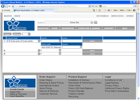 ListView implementation in Visual WebGui