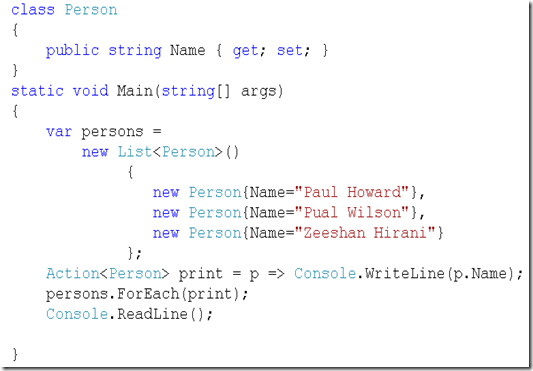 csharp action