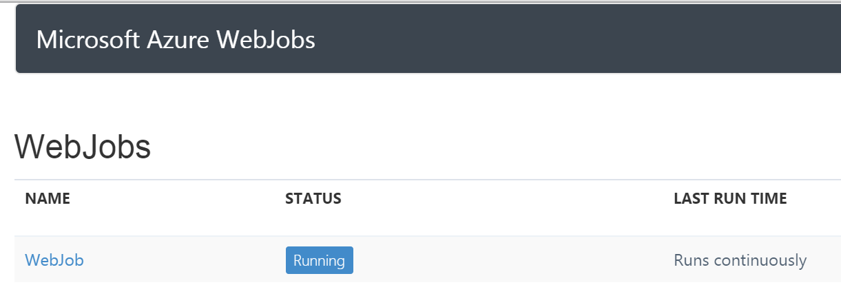 Back-end endpoint running as WebJob